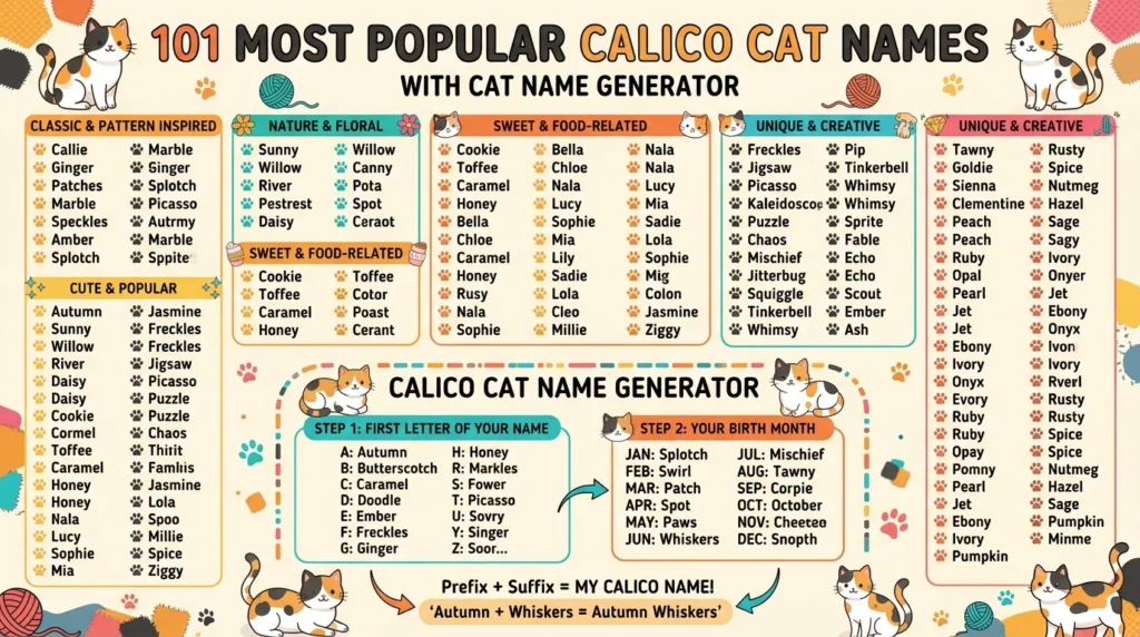 101 Most Popular Calico Cat Names With Cat Name Generator