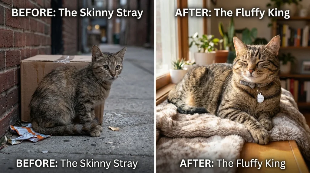 The Skinny Stray Who Became a Fluffy King