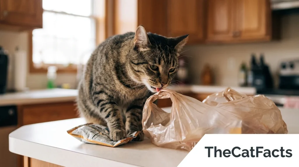 Why Do Cats Lick Plastic Bags and Wrappers? Causes & Safety